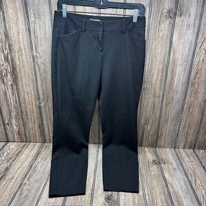 EXPRESS Editor Pants Black Flat Front Stretch Slim Leg Womens Size 0